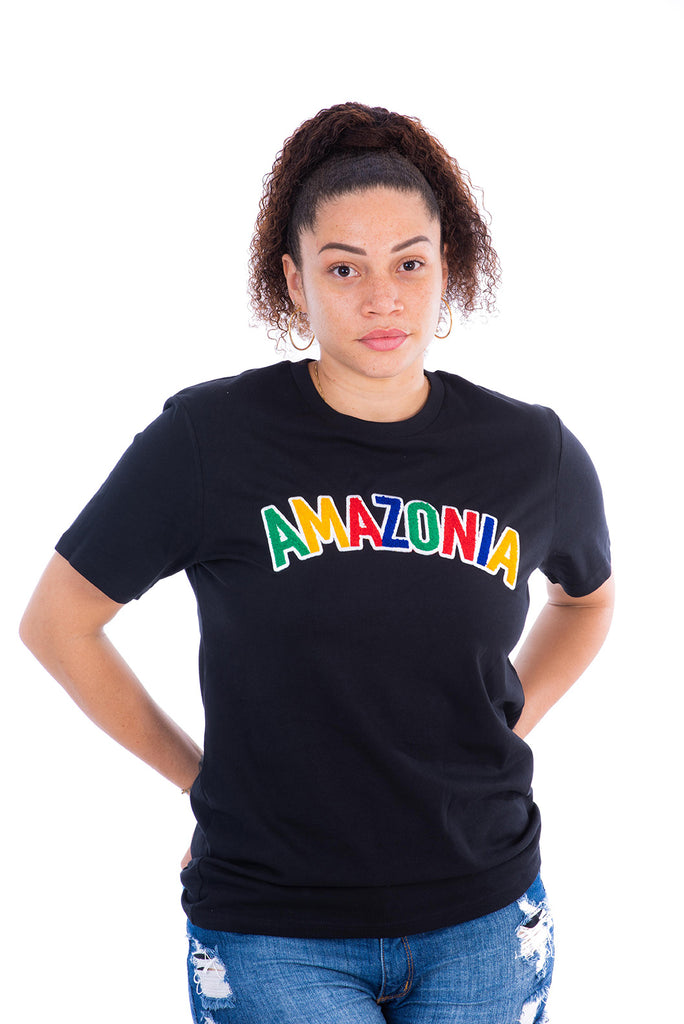 T-shirt AMAZONIA noir en bouclette - French Yaniz